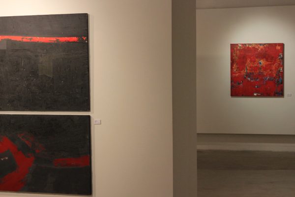 art gallery large black red art paintings