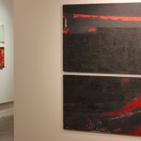 art gallery large red modern paintings