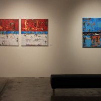art gallery with contemporary paintings