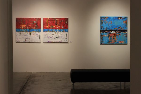 art gallery with contemporary paintings