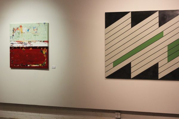 red green modern art paintings exhibit