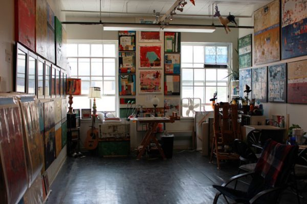 art studio interior wide shot