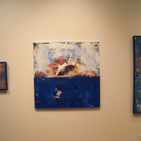 stringer blue abstract painting at exhibition gallery