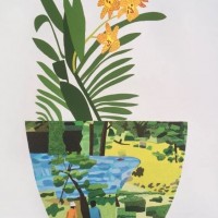 Jonas Wood Landscape Pot Yellow Orchid Print