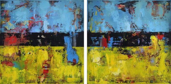 Hay Large Blue Yellow Diptych Abstract