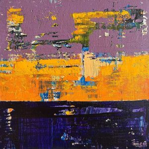 Aster Purple Flower Abstract Painting Art