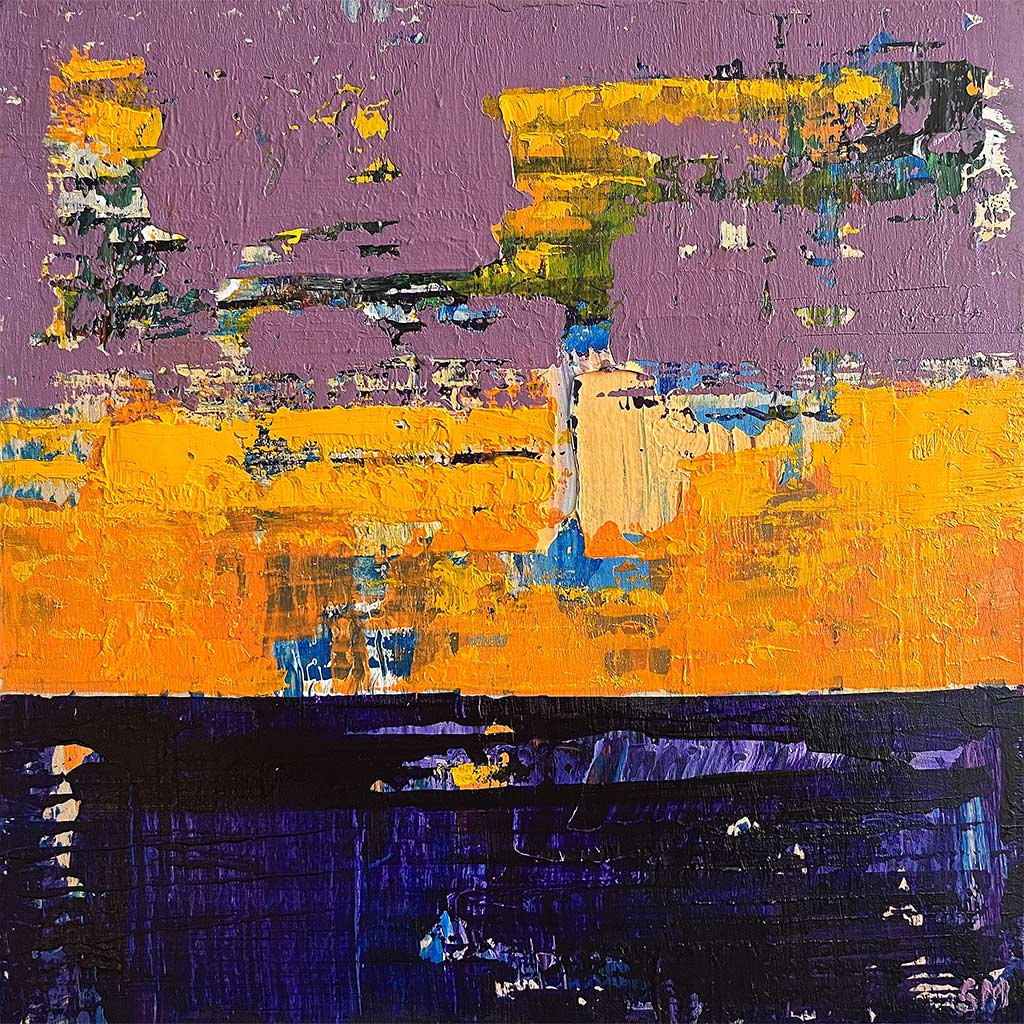 Aster Purple Flower Abstract Painting Art